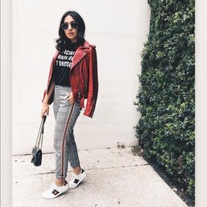 Zara plaid side stripe pants